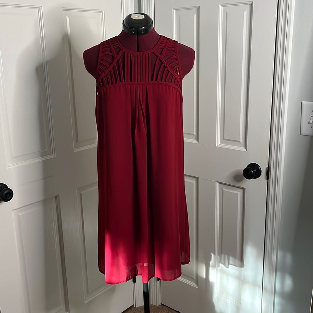 Red Silk Mini Dress with chest Cut Outs